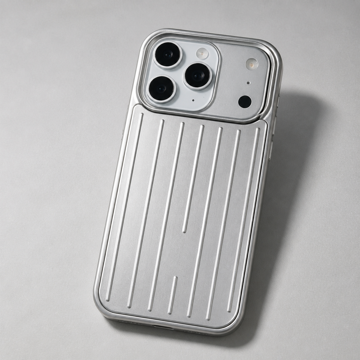 Cover rigata effetto trolley argento