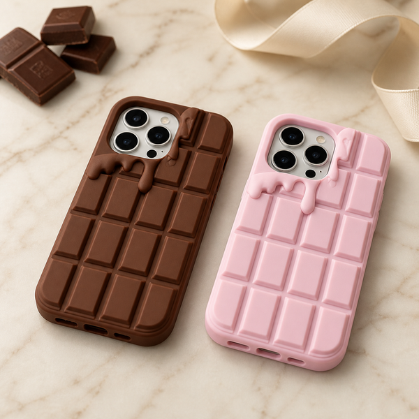Cover tavoletta di cioccolato, marrone e rosa
