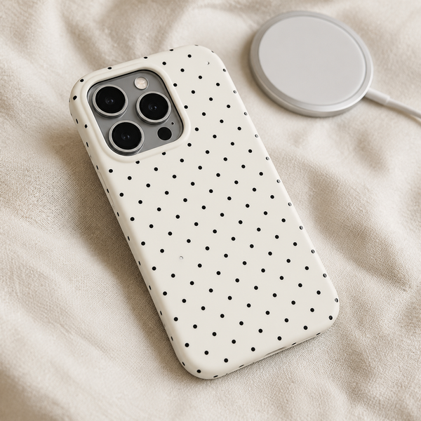 Cover a pois crema con anello MagSafe