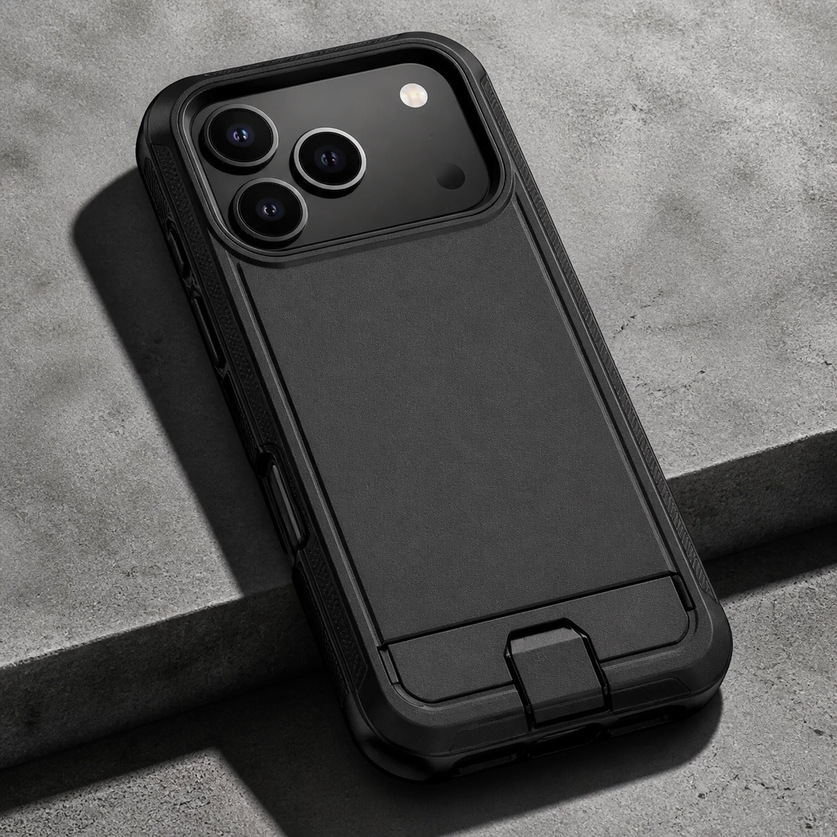 Cover defender nera vista di tre quarti