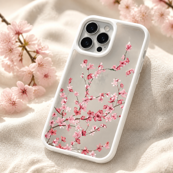 Cover fiori di ciliegio con bordo bianco