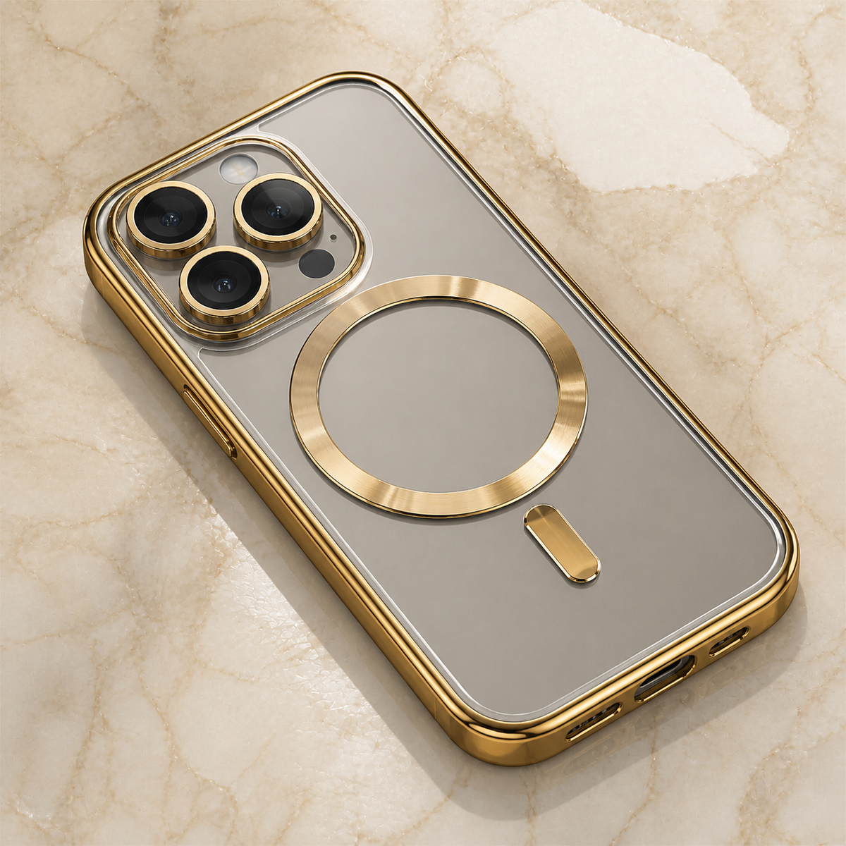Cover trasparente con bordo oro