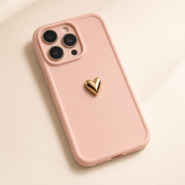 Cover rosa con cuore dorato applicato