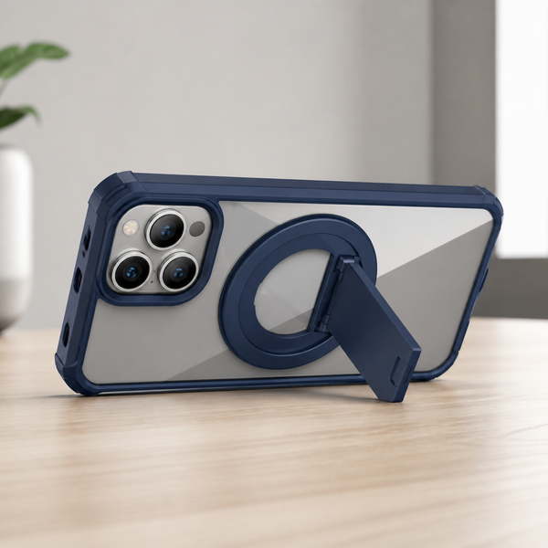 Cover blu navy con cavalletto aperto