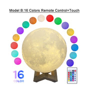 3D Moon Lamp — Color-Changing LED Night Light with Touch Control | USB Rechargeable