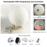 3D Moon Lamp — Color-Changing LED Night Light with Touch Control | USB Rechargeable