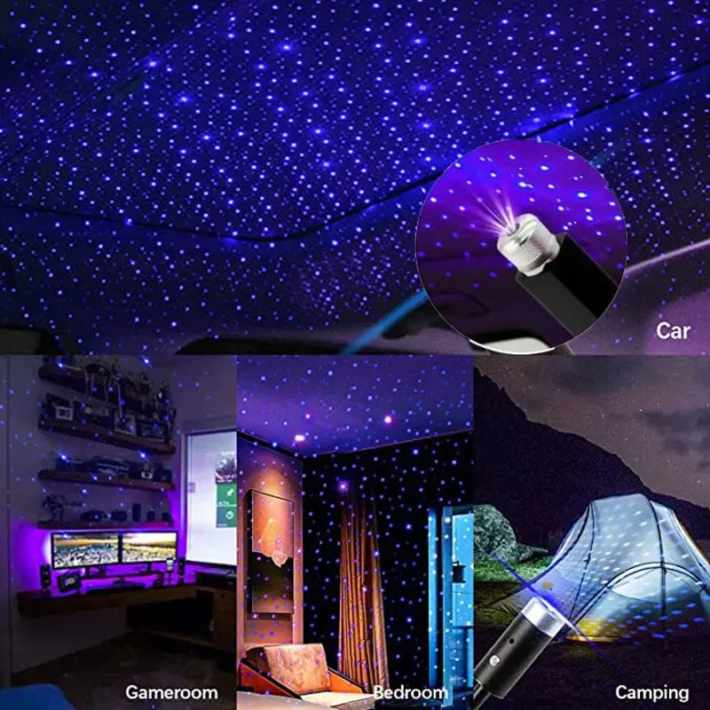 Mini USB Star Projector — LED Starry Sky Atmosphere Light for Car, Room & Desktop