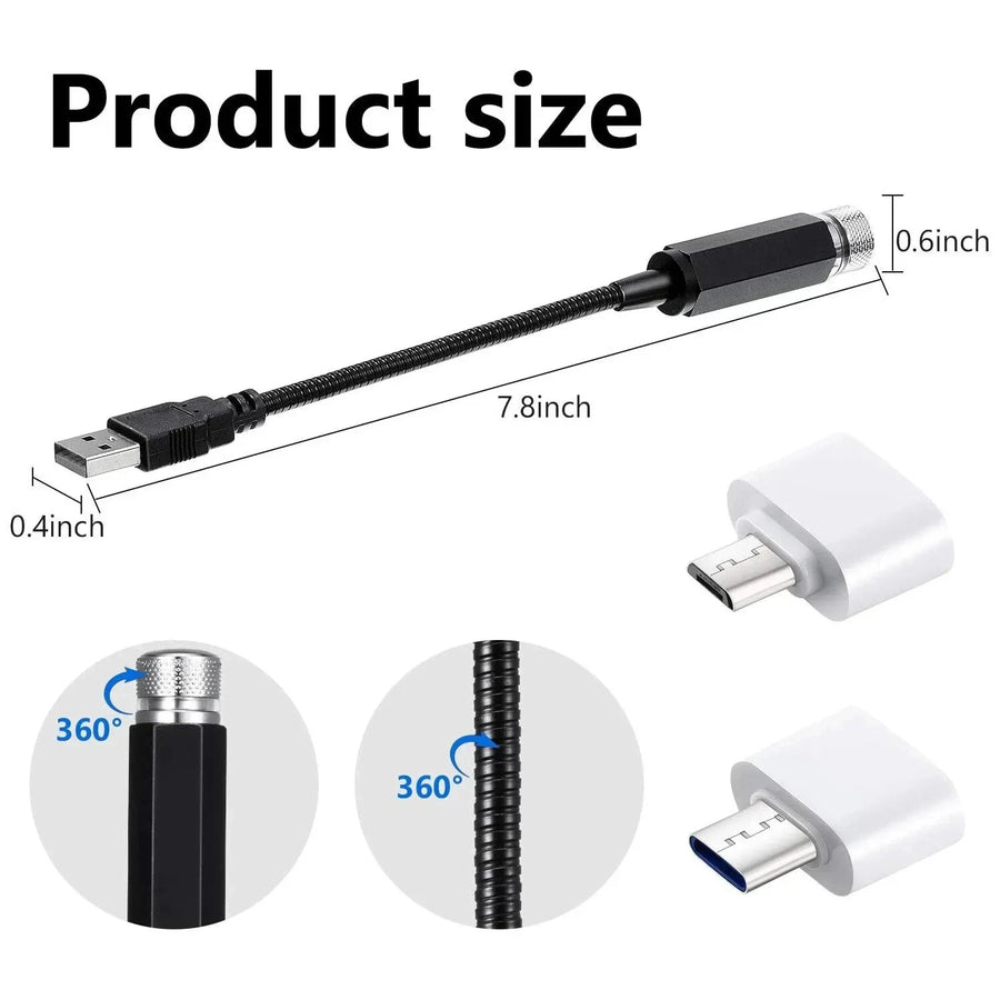 Mini USB Star Projector — LED Starry Sky Atmosphere Light for Car, Room & Desktop