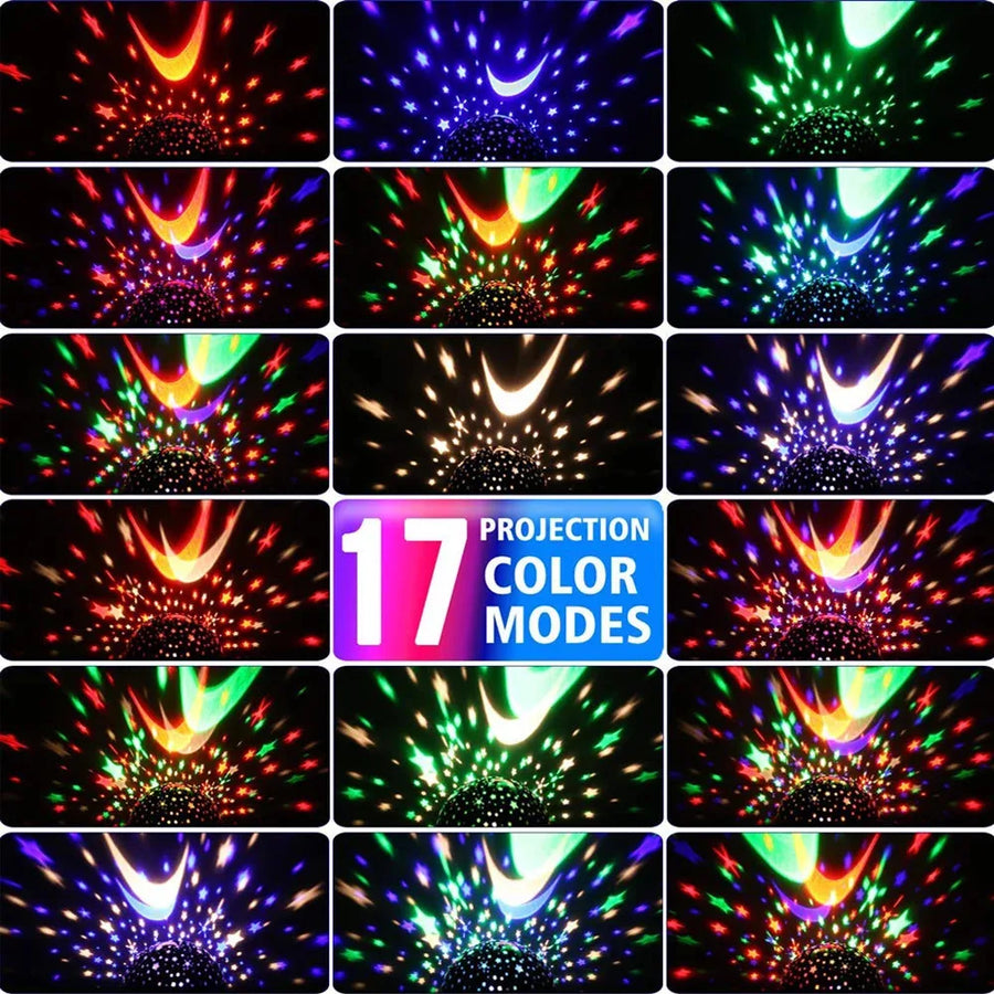 Rotating Galaxy Projector — Star & Moon LED Night Light for Bedroom Ambiance