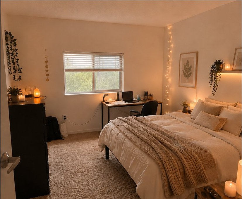 Bedroom after ComfyAF transformation with neutral cozy decor