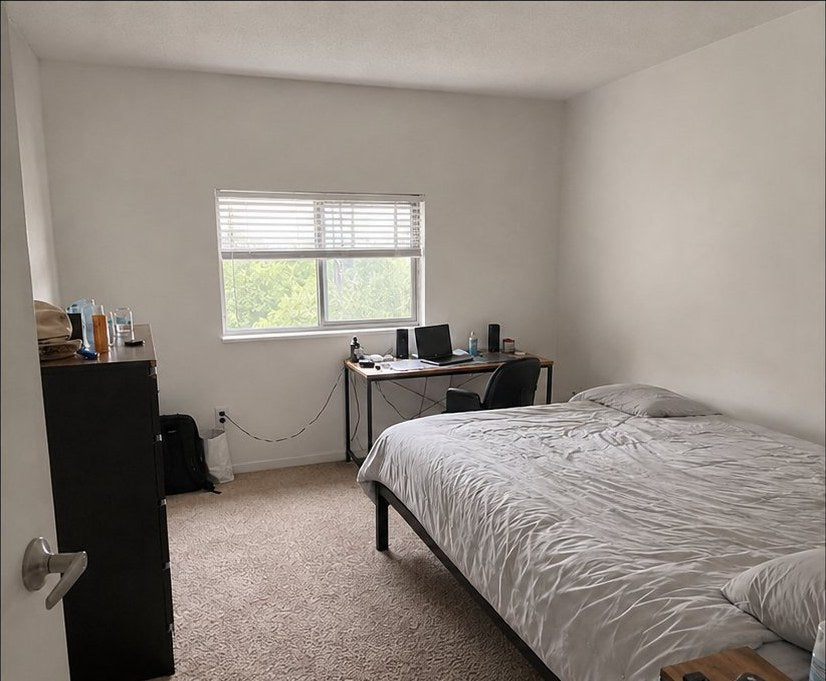 Plain bedroom before ComfyAF transformation — neutral cozy decor room